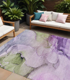 Homeroots 8' X 10' Purple Abstract Washable Non Skid Indoor Outdoor Area Rug Purple Polyester 560471