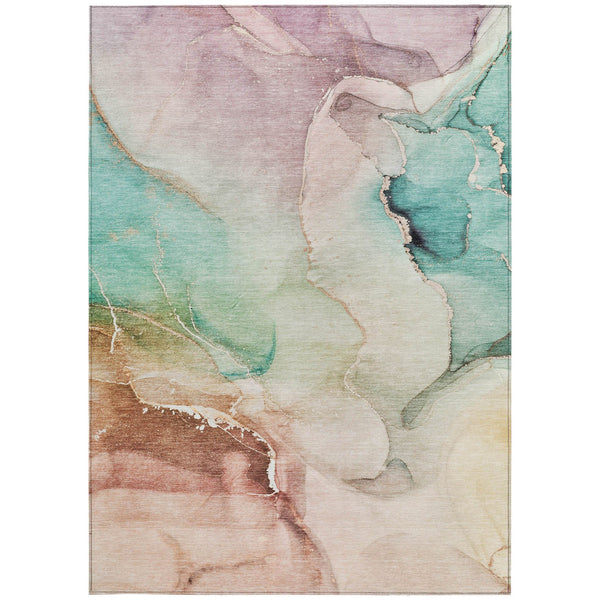 Homeroots 3' Beige And Brown Abstract Washable Indoor Outdoor Area Rug – Elevate Your Space With Style! 3' X 5' Polyester 560477