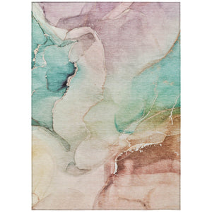 HomeRoots 5' Abstract Indoor Outdoor Area Rug - Stylish Washable Design for Living Spaces and Patios 8' X 10' 560480