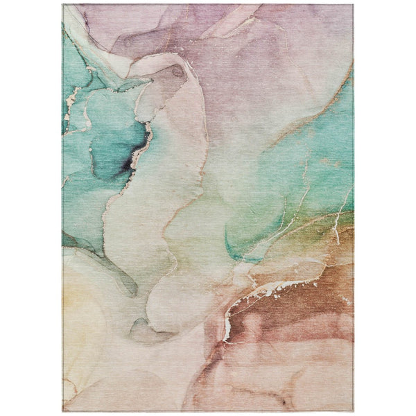 HomeRoots 5' Abstract Indoor Outdoor Area Rug - Stylish Washable Design for Living Spaces and Patios 10' X 14' 560482