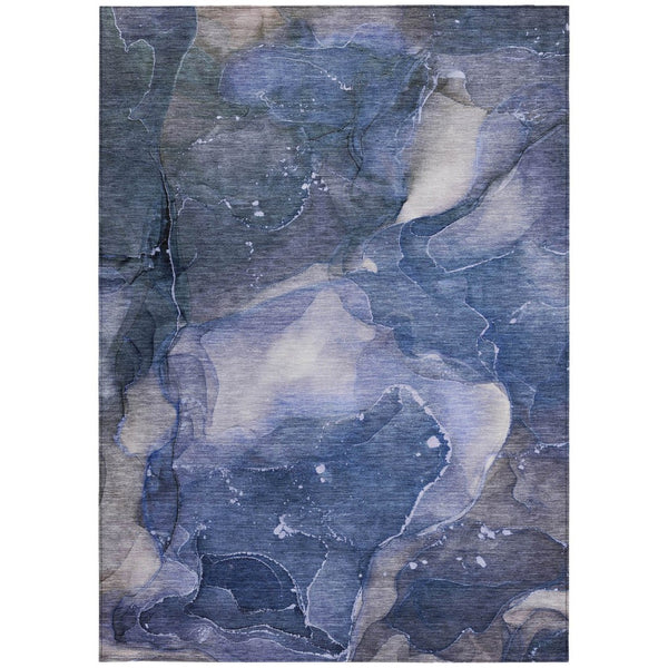 HomeRoots 5' Blue Abstract Area Rug - Washable, Non-Skid Design Perfect for Indoor and Outdoor Spaces 8' X 10' 560489