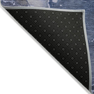 HomeRoots 5' Blue Abstract Area Rug - Washable, Non-Skid Design Perfect for Indoor and Outdoor Spaces 8' X 10' 560489