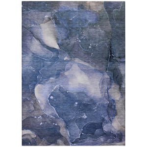 Homeroots 9' X 12' Blue Abstract Washable Non Skid Indoor Outdoor Area Rug Blue Polyester 560490