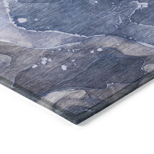 HomeRoots 5' Blue Abstract Area Rug - Washable, Non-Skid Design Perfect for Indoor and Outdoor Spaces 9' X 12' 560490