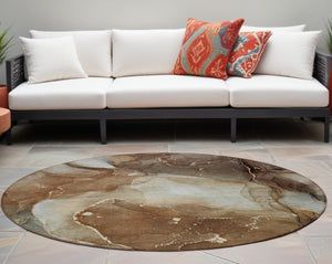 HomeRoots 5' Blue Abstract Area Rug - Washable, Non-Skid Design Perfect for Indoor and Outdoor Spaces 8' Round 560497