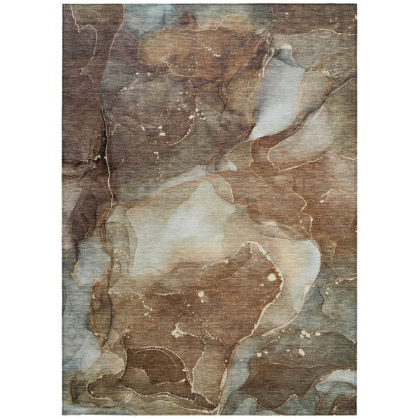 HomeRoots 5' Blue Abstract Area Rug - Washable, Non-Skid Design Perfect for Indoor and Outdoor Spaces 9' X 12' 560499