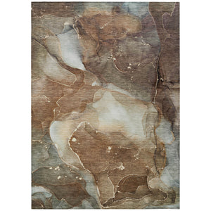 Homeroots 10' X 14' Brown Abstract Washable Non Skid Indoor Outdoor Area Rug Brown Polyester 560500