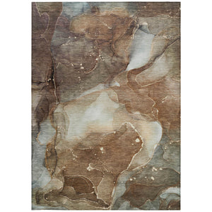Homeroots 10' X 14' Brown Abstract Washable Non Skid Indoor Outdoor Area Rug Brown Polyester 560500
