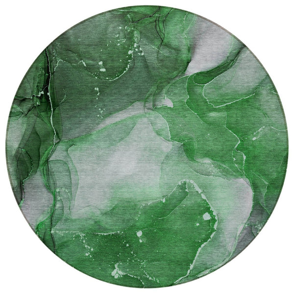 HomeRoots 5' Blue Abstract Area Rug - Washable, Non-Skid Design Perfect for Indoor and Outdoor Spaces 8' Round 560506