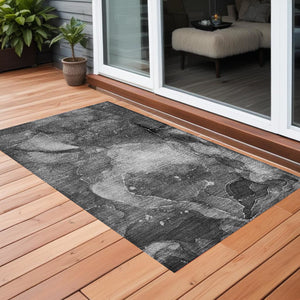 Homeroots 3' X 5' Gray Abstract Washable Non Skid Indoor Outdoor Area Rug Gray Polyester 560513