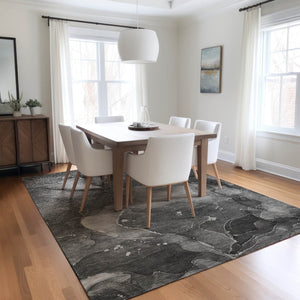 HomeRoots 5' Blue Abstract Area Rug - Washable, Non-Skid Design Perfect for Indoor and Outdoor Spaces 5' X 8' 560514
