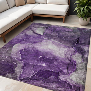 HomeRoots 5' Blue Abstract Area Rug - Washable, Non-Skid Design Perfect for Indoor and Outdoor Spaces 5' X 8' 560523