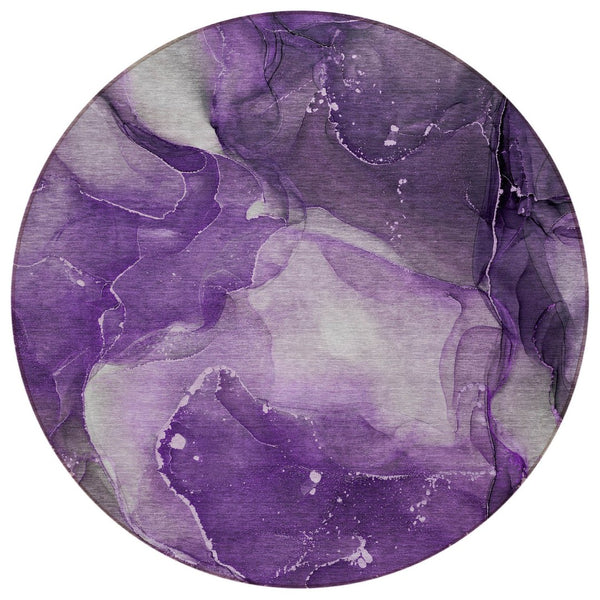 HomeRoots 5' Blue Abstract Area Rug - Washable, Non-Skid Design Perfect for Indoor and Outdoor Spaces 8' Round 560524