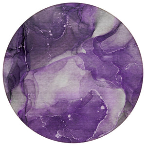 HomeRoots 5' Blue Abstract Area Rug - Washable, Non-Skid Design Perfect for Indoor and Outdoor Spaces 8' Round 560524