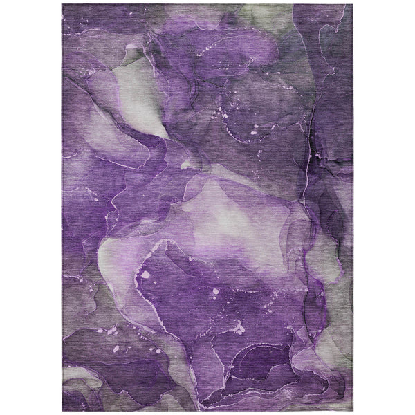 Homeroots 8' X 10' Purple Abstract Washable Non Skid Indoor Outdoor Area Rug Purple Polyester 560525