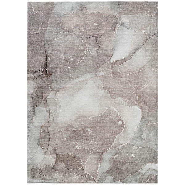 Homeroots 3' X 5' Taupe Abstract Washable Non Skid Indoor Outdoor Area Rug Taupe Polyester 560531