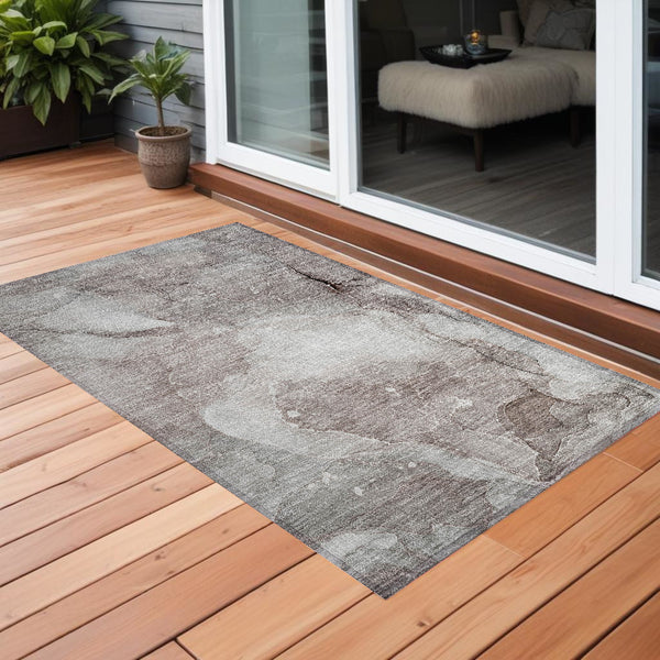 Homeroots 3' X 5' Taupe Abstract Washable Non Skid Indoor Outdoor Area Rug Taupe Polyester 560531