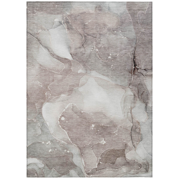 Homeroots 3' X 5' Taupe Abstract Washable Non Skid Indoor Outdoor Area Rug Taupe Polyester 560531