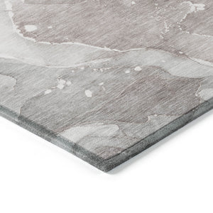 Homeroots 3' X 5' Taupe Abstract Washable Non Skid Indoor Outdoor Area Rug Taupe Polyester 560531