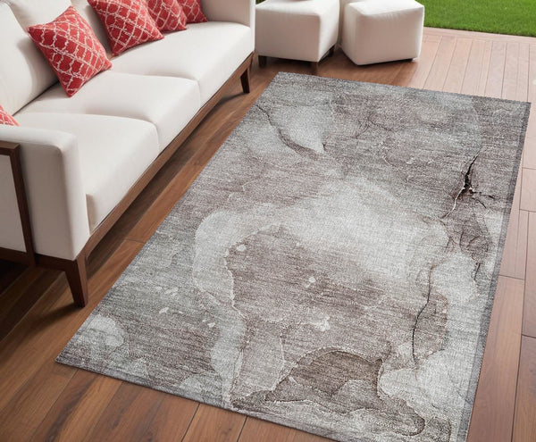 Homeroots 5' X 8' Taupe Abstract Washable Non Skid Indoor Outdoor Area Rug Taupe Polyester 560532
