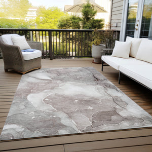 Homeroots 5' X 8' Taupe Abstract Washable Non Skid Indoor Outdoor Area Rug Taupe Polyester 560532