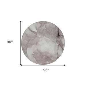 Homeroots 8' Round Taupe Round Abstract Washable Non Skid Indoor Outdoor Area Rug Taupe Polyester 560533