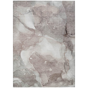Homeroots 9' X 12' Taupe Abstract Washable Indoor Outdoor Area Rug Taupe Polyester 560535