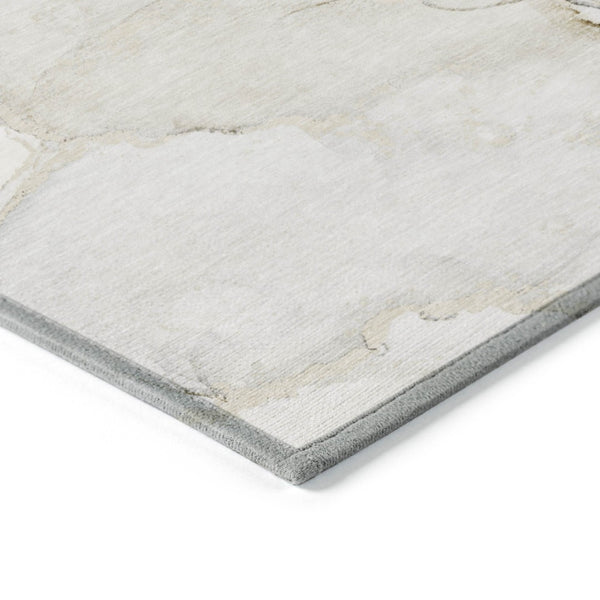 HomeRoots 5' Contemporary Beige and Ivory Abstract Washable Area Rug for Indoor and Outdoor Use, Non-Skid 5' X 8' 560541