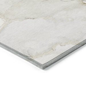 HomeRoots 5' Contemporary Beige and Ivory Abstract Washable Area Rug for Indoor and Outdoor Use, Non-Skid 9' X 12' 560544