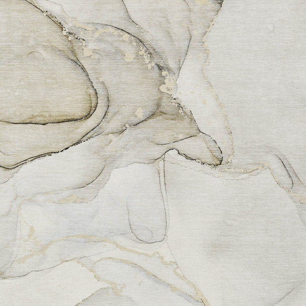 HomeRoots 5' Contemporary Beige and Ivory Abstract Washable Area Rug for Indoor and Outdoor Use, Non-Skid 10' X 14' 560545