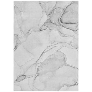HomeRoots 5' Contemporary Beige and Ivory Abstract Washable Area Rug for Indoor and Outdoor Use, Non-Skid 5' X 8' 560550