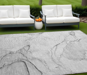 HomeRoots 5' Contemporary Beige and Ivory Abstract Washable Area Rug for Indoor and Outdoor Use, Non-Skid 8' X 10' 560552