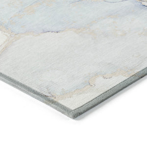 HomeRoots 5' Contemporary Beige and Ivory Abstract Washable Area Rug for Indoor and Outdoor Use, Non-Skid 5' X 8' 560559