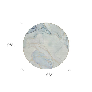 HomeRoots 5' Contemporary Beige and Ivory Abstract Washable Area Rug for Indoor and Outdoor Use, Non-Skid 8' Round 560560