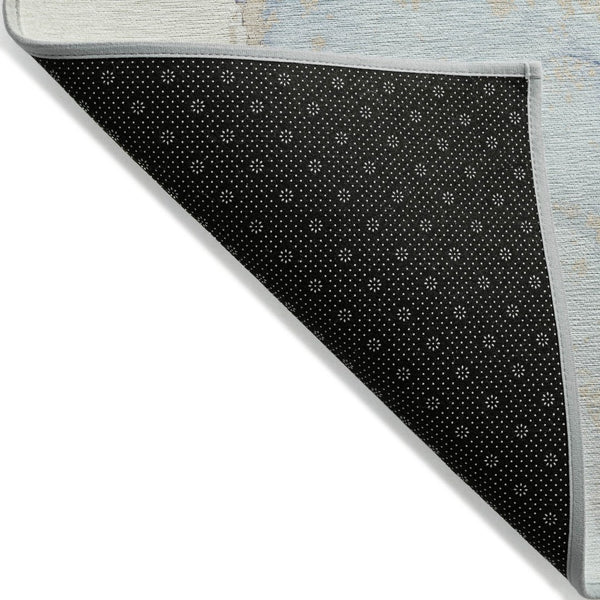 HomeRoots 5' Contemporary Beige and Ivory Abstract Washable Area Rug for Indoor and Outdoor Use, Non-Skid 8' X 10' 560561