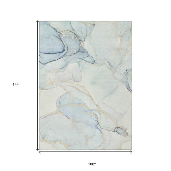 HomeRoots 5' Contemporary Beige and Ivory Abstract Washable Area Rug for Indoor and Outdoor Use, Non-Skid 9' X 12' 560562
