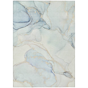 HomeRoots 5' Contemporary Beige and Ivory Abstract Washable Area Rug for Indoor and Outdoor Use, Non-Skid 9' X 12' 560562