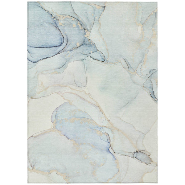 HomeRoots 5' Contemporary Beige and Ivory Abstract Washable Area Rug for Indoor and Outdoor Use, Non-Skid 10' X 14' 560563