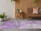 Homeroots 8' Runner Lilac Abstract Washable Non Skid Indoor Outdoor Runner Rug Lilac Polyester 560565