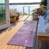 Homeroots 8' Runner Lilac Abstract Washable Non Skid Indoor Outdoor Runner Rug Lilac Polyester 560565