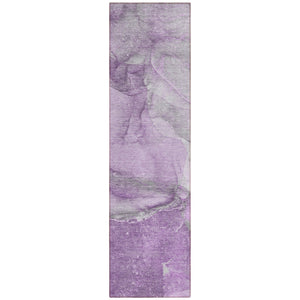 Homeroots 8' Runner Lilac Abstract Washable Non Skid Indoor Outdoor Runner Rug Lilac Polyester 560565