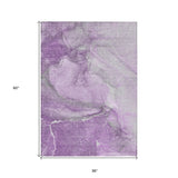 Homeroots 3' X 5' Lilac Abstract Washable Non Skid Indoor Outdoor Area Rug Lilac Polyester 560567