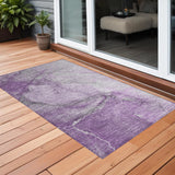 Homeroots 3' X 5' Lilac Abstract Washable Non Skid Indoor Outdoor Area Rug Lilac Polyester 560567