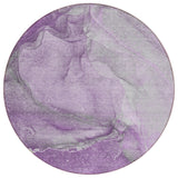 Homeroots 8' Round Lilac Round Abstract Washable Non Skid Indoor Outdoor Area Rug Lilac Polyester 560569