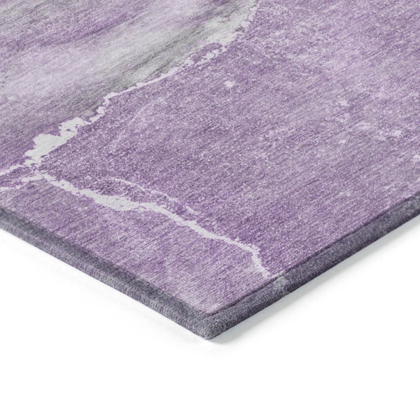 HomeRoots 5' Lilac Abstract Washable Non-Skid Area Rug – Stylish, Durable Design for Indoor & Outdoor Spaces 8' Round 560569