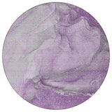 Homeroots 8' Round Lilac Round Abstract Washable Non Skid Indoor Outdoor Area Rug Lilac Polyester 560569