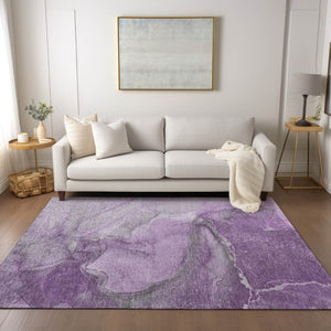 HomeRoots 5' Lilac Abstract Washable Non-Skid Area Rug – Stylish, Durable Design for Indoor & Outdoor Spaces 8' X 10' 560570