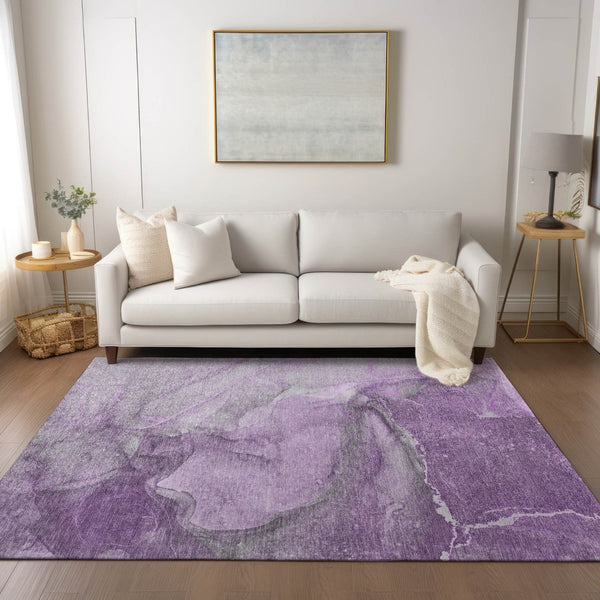 HomeRoots 5' Lilac Abstract Washable Non-Skid Area Rug – Stylish, Durable Design for Indoor & Outdoor Spaces 8' X 10' 560570