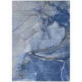 Homeroots 3' X 5' Navy Blue Abstract Washable Non Skid Indoor Outdoor Area Rug Navy Polyester 560576