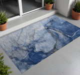 Homeroots 3' X 5' Navy Blue Abstract Washable Non Skid Indoor Outdoor Area Rug Navy Polyester 560576